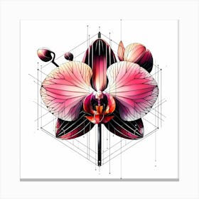 Orchid Blossom - Abstract Line Art Illustration 88 Canvas Print