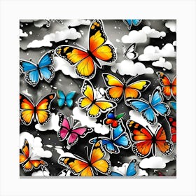 Colorful Butterflies In The Sky 10 Canvas Print