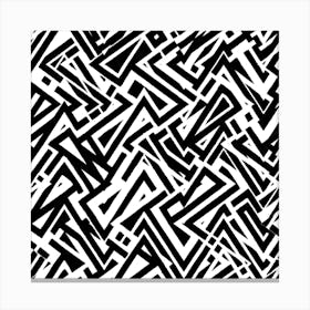 Crystallized Black And White Lineal Insomnia Square Canvas Print