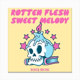 Rotten Flesh Sweet Melody Death Metal Inspired - Skull With A Candle 1 Canvas Print