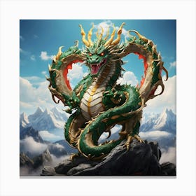 Dragon On Top Of Mountain Canvas Print