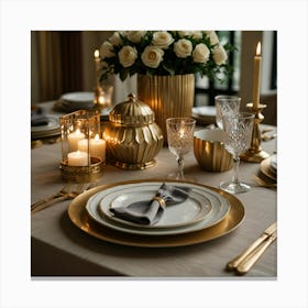 Gold Table Setting 5 Canvas Print