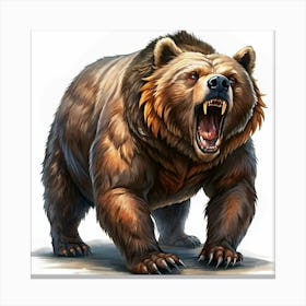 A Roaring Brown Bear With Red Eyes Canvas Print