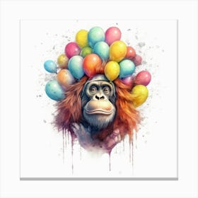 Orangutan With Balloons 2 Canvas Print