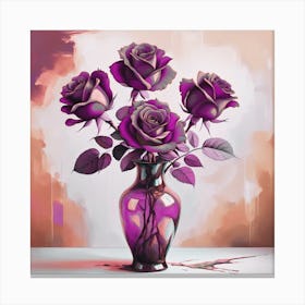 Purple Roses In A Vase Canvas Print