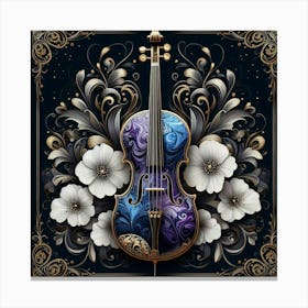 Violin With Flowers Canvas Print