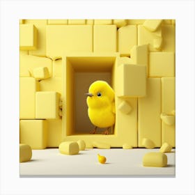 Yellow Chick In A Cube Canvas Print