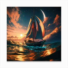 Sailboat At Sunset 1 Canvas Print