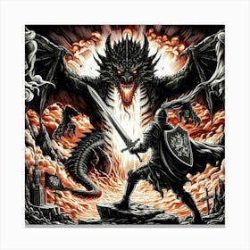 Dragon And The Knight 2 Canvas Print