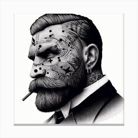 Portrait Of A Man With Tattoos Canvas Print