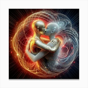 Two People Hugging In Space 1 Canvas Print