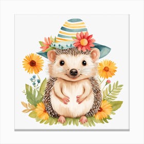 Floral Baby Hedgehog Nursery Illustration (13) Canvas Print
