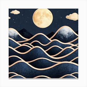 Moon And Waves 49 Canvas Print