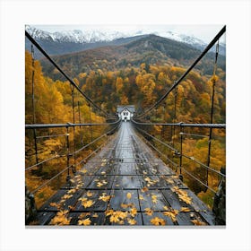 Suspension Bridge In Autumn Canvas Print