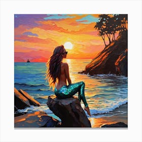 Sunset Mermaid Canvas Print