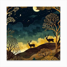 Leonardo Anime Xl A Natural Nighttime Scene With Golden And Br 3 Canvas Print