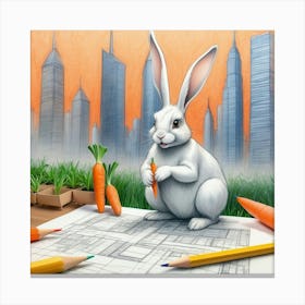 Rabbit With Carrots 44 Canvas Print