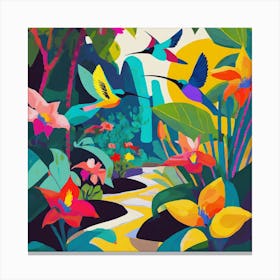 Hummingbirds In The Jungle Canvas Print
