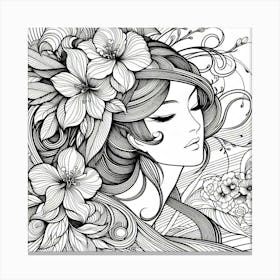 Flower Girl In Black And White Canvas Print