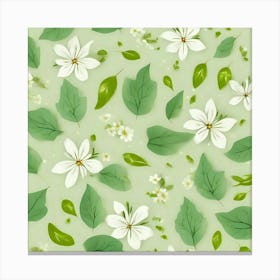 Seamless Pattern With White Flowers Canvas Print