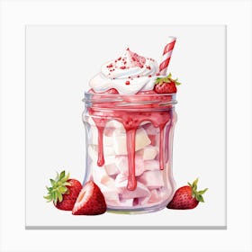 Strawberry Ice Cream In A Jar Canvas Print