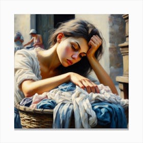 Woman In A Basket Canvas Print