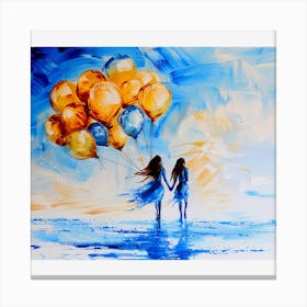 Of Two Girls Holding Balloons Canvas Print