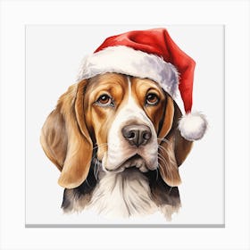 Beagle Christmas Hat 4 Canvas Print