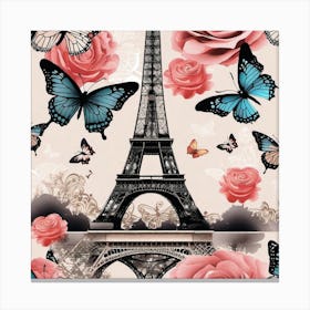 Paris Roses And Butterflies 22 Canvas Print