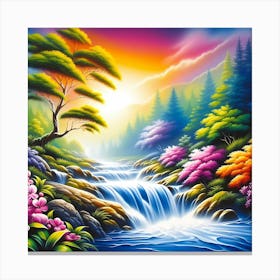 Waterfall In The Forest 6 Canvas Print