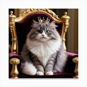 Leonardo Phoenix 09 A Majestic Fluffy Grey And White Cat Sits 0 Toile