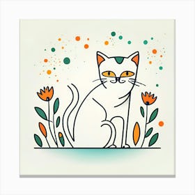 Cat With Flowers 9 Canvas Print