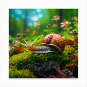 Snail In The Forest Canvas Print