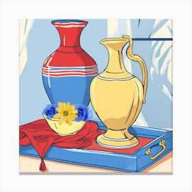 1000013584 two vases in tray. Canvas Print