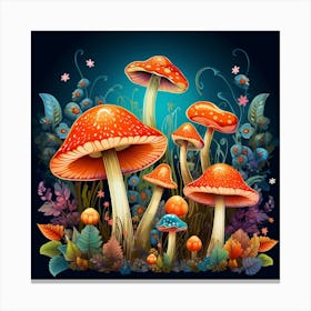 Mushrooms In The Forest 71 Canvas Print
