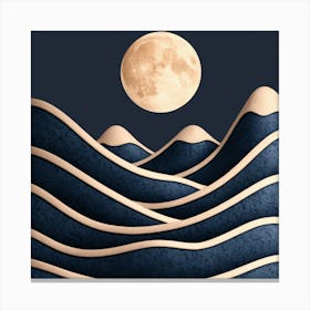 Full Moon Over Waves Canvas Print