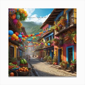 Colorful Street In Mexico Canvas Print