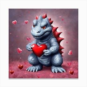 Waiting for Valentine's Day with Godzilla Mini Canvas Print