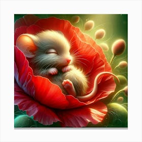 Mouse In A Flower Canvas Print