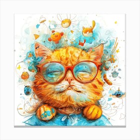 Cat With Glasses 1 Canvas Print