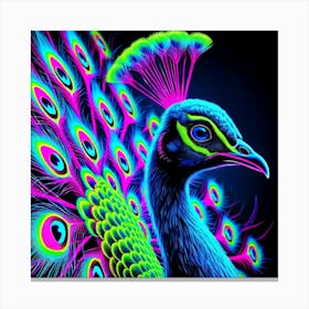 Neon Peacock Canvas Print