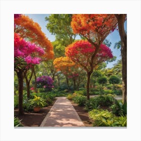 Colorful Trees In A Garden Canvas Print