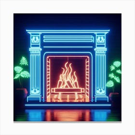 Neon Fireplace Canvas Print