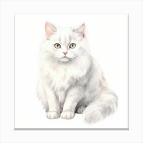 Russian White Cat Portrait 3 Canvas Print