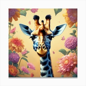 Giraffe In Floral Vintage Arne Thun S Realistic Art (2) Canvas Print