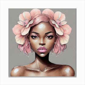 Black Woman With Flowers Canvas Print