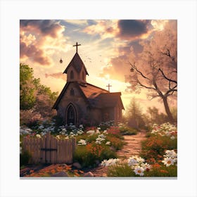 Church In The Countryside 1 Canvas Print