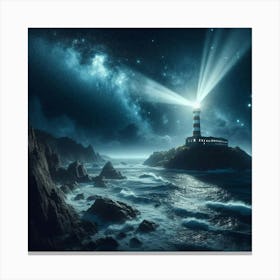 Lighthouse At Night 7 Canvas Print