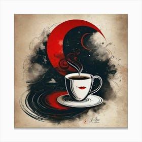 Red moonlight coffee Canvas Print