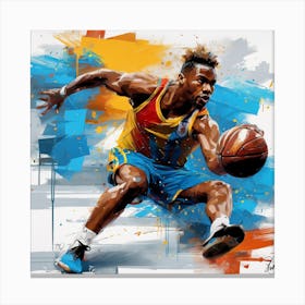 Basketball Player Dribbling Canvas Print